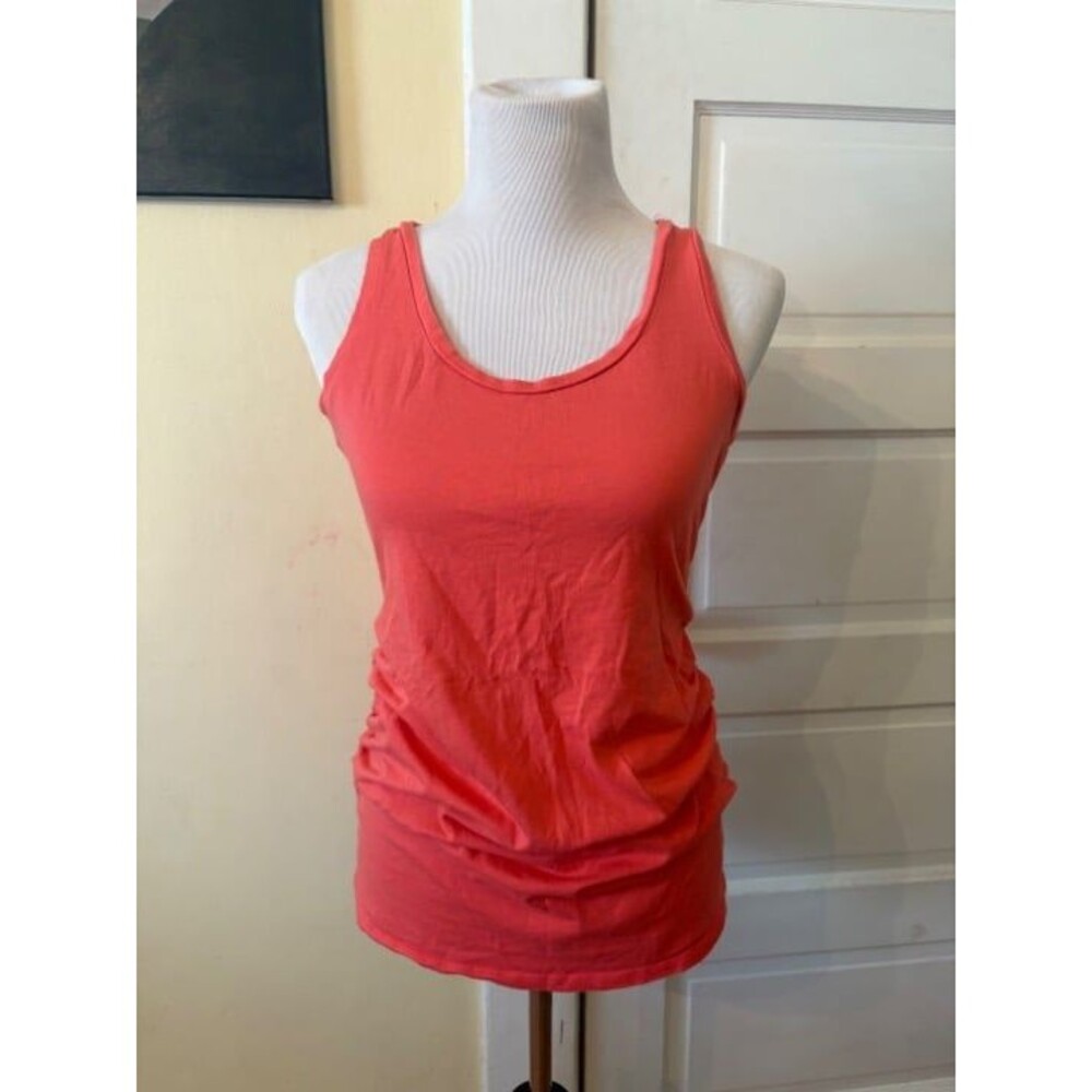 Maternity tank top coral salmon peach pink stretchy soft tunic wide strap